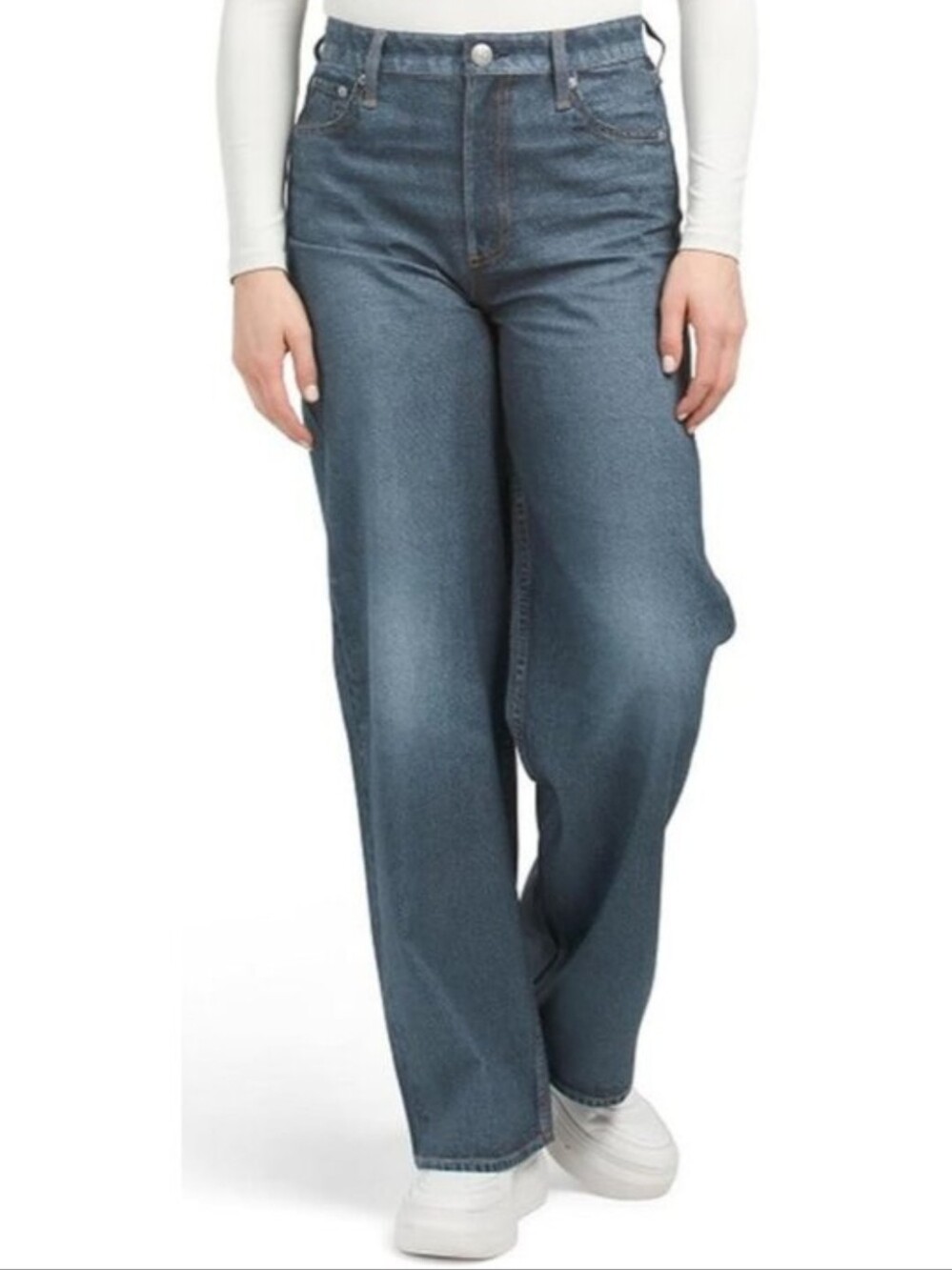 Rag & Bone Stretch Miramar Wide Leg Pants Faux Denim Jeans Mel Blue Size 28